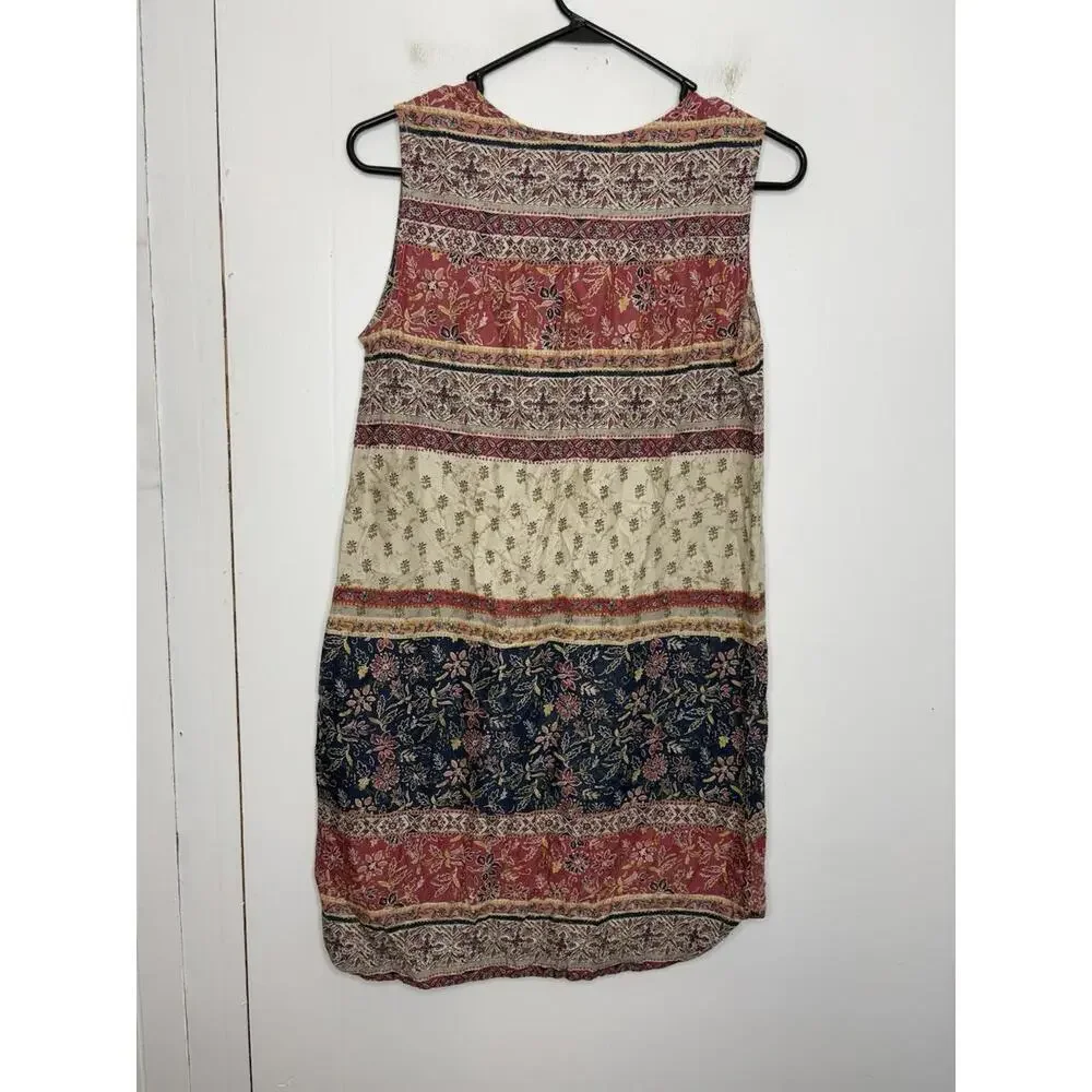 Beach Lunch Lounge Dress Womens Small Tapestry Print Sleeveless Rounded Boho